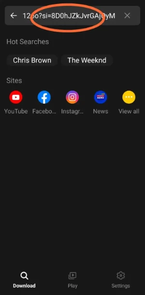 paste link in search bar of snaptube