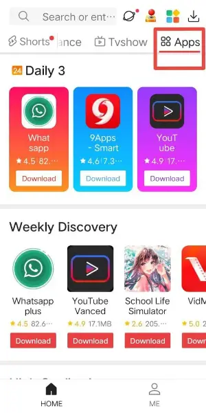 apps available on vidmate